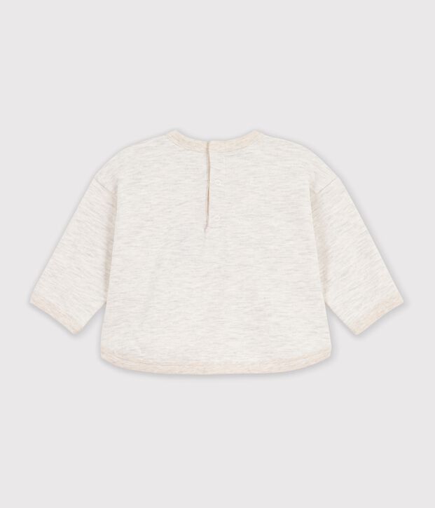 Sweatshirt b&eacute;b&eacute; en coton uni et motif bateau beige chin&eacute;