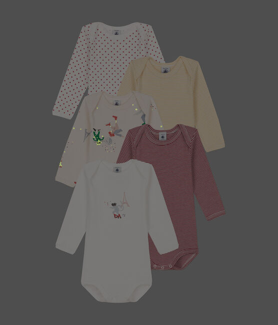 Lot de 5 bodies manches longues Paris bébé en coton variante 1