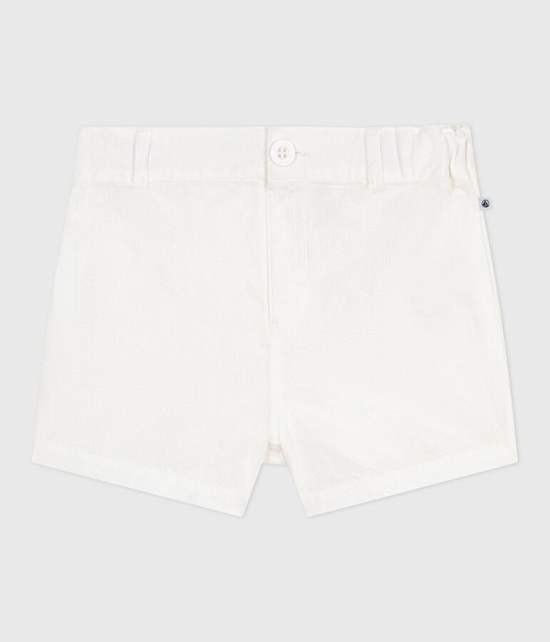 Short b&eacute;b&eacute; en seersucker ray&eacute; blanc ECUME