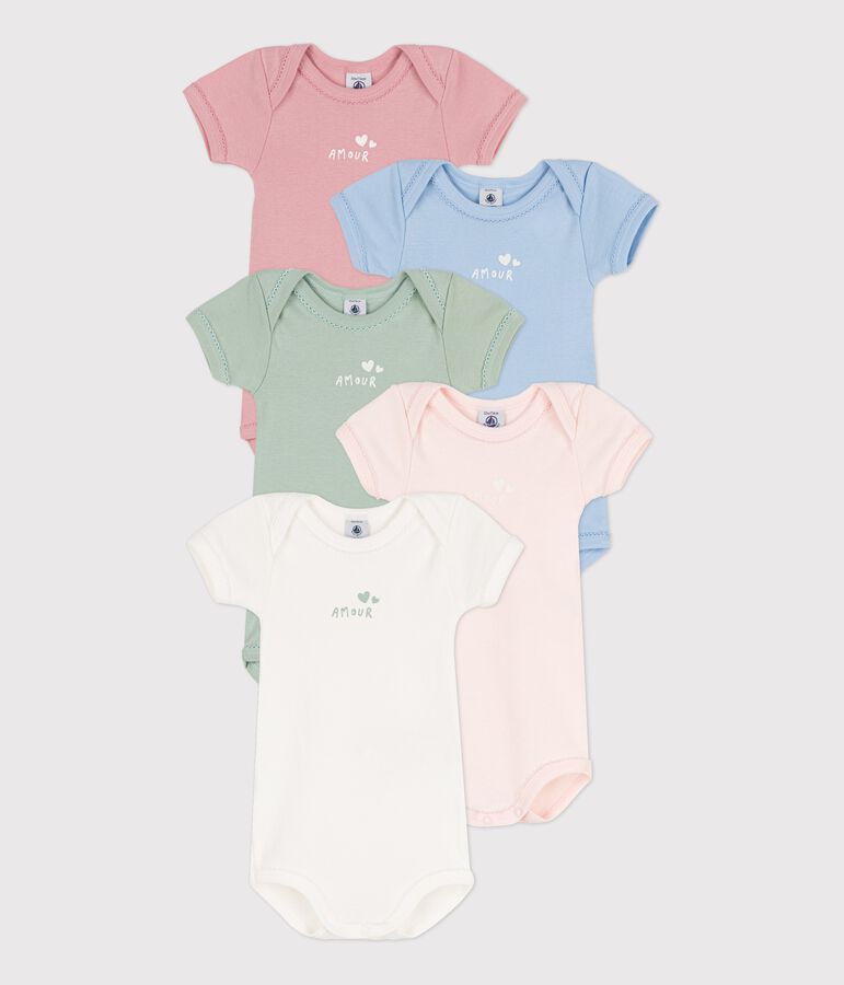Lot de 5 bodies manches courtes en coton multicouleur