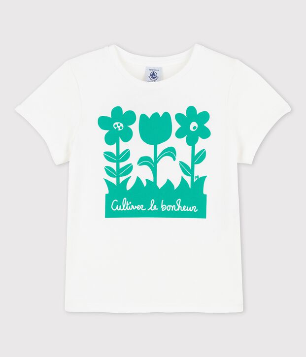 T-shirt manches courtes en coton enfant fille blanc