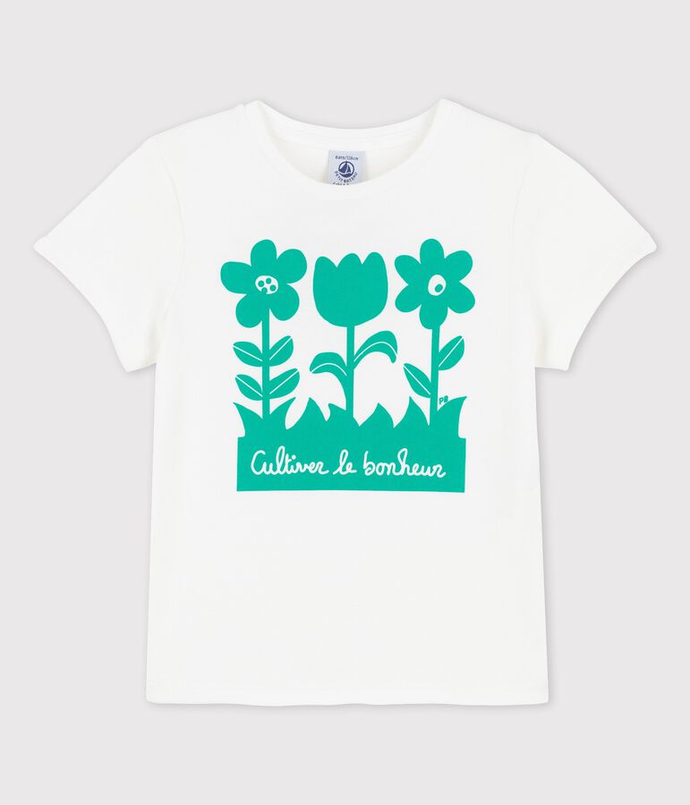 T-shirt manches courtes en coton enfant fille blanc