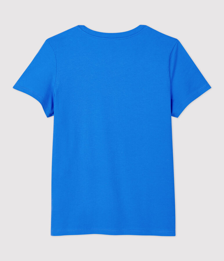 Tee-shirt LE DROIT col rond en coton bio Femme bleu