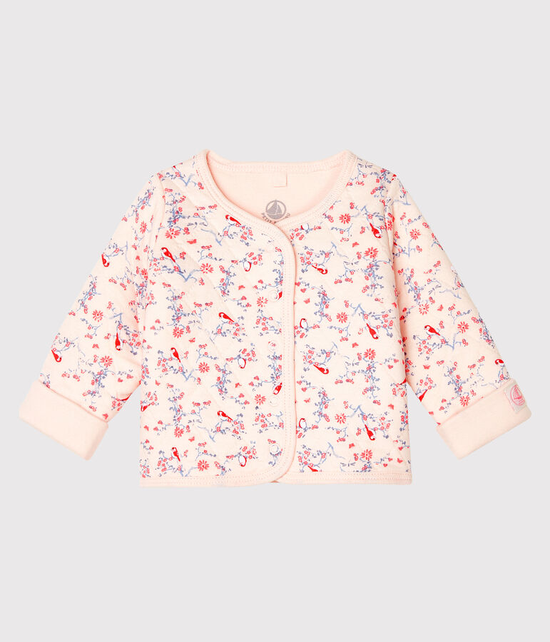 Cardigan b&eacute;b&eacute; en tubique matelass&eacute; rose/multicouleur
