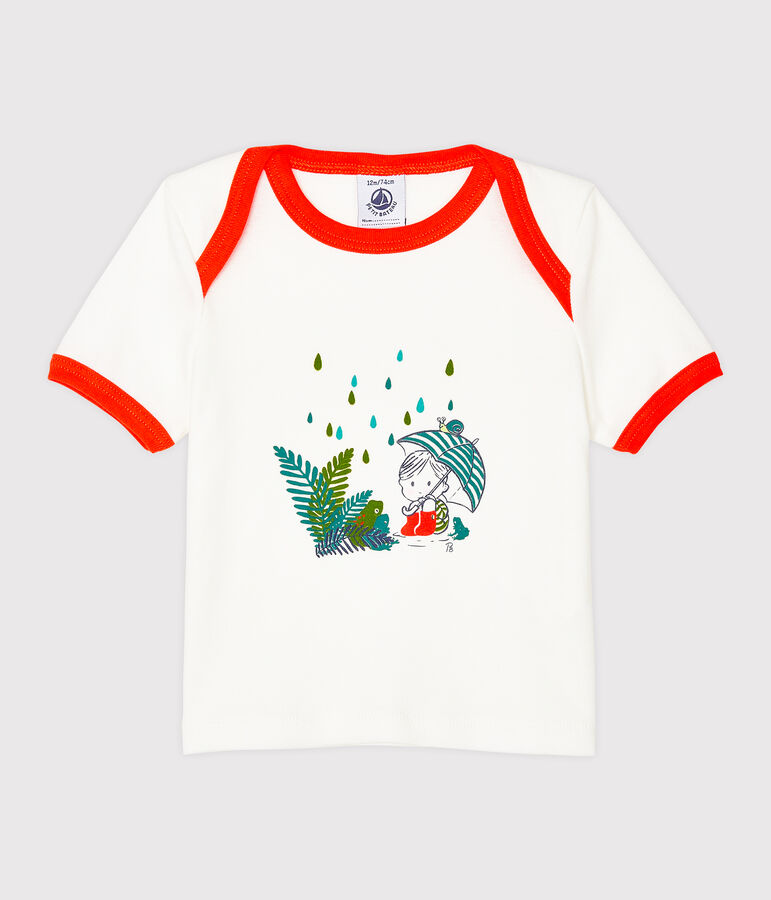 Tee-shirt manches courtes b&eacute;b&eacute; gar&ccedil;on blanc MARSHMALLOW