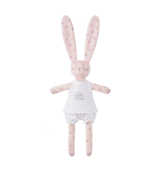 Doudou lapin imprim&eacute; rose/multicouleur