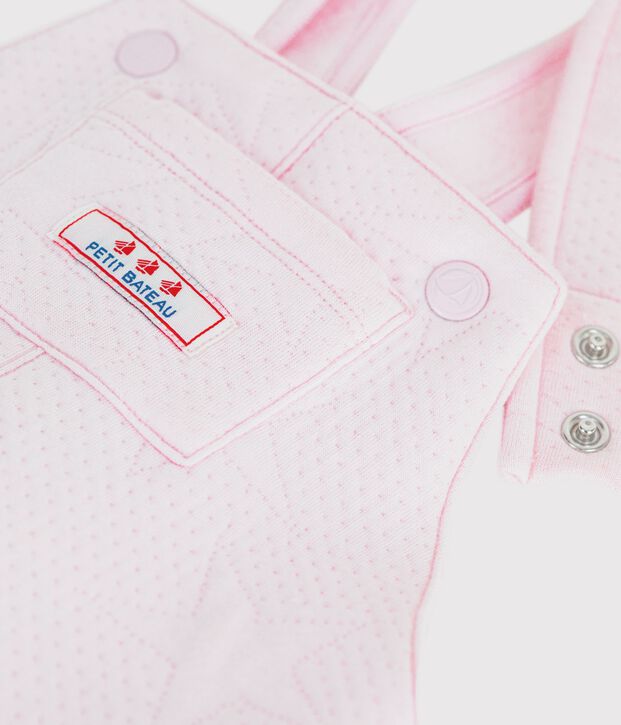 Salopette b&eacute;b&eacute; en coton &eacute;pais &agrave; motifs &eacute;toiles rose clair