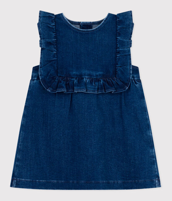 Robe bébé sans manche en denim bleu DENIM MOYEN