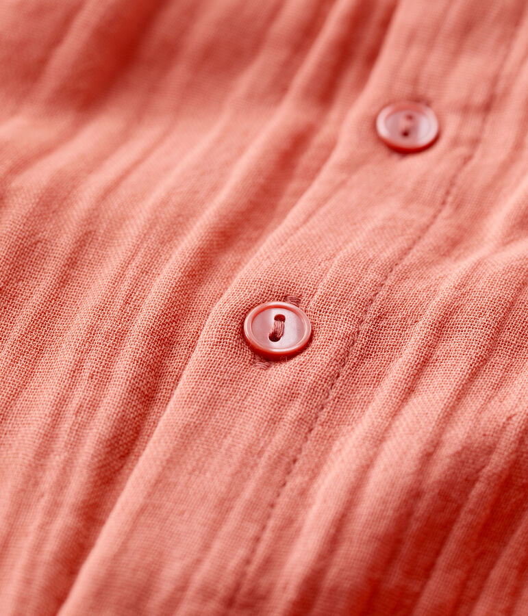 Combinaison longue unie en gaze de coton bio b&eacute;b&eacute; rose PAPAYE