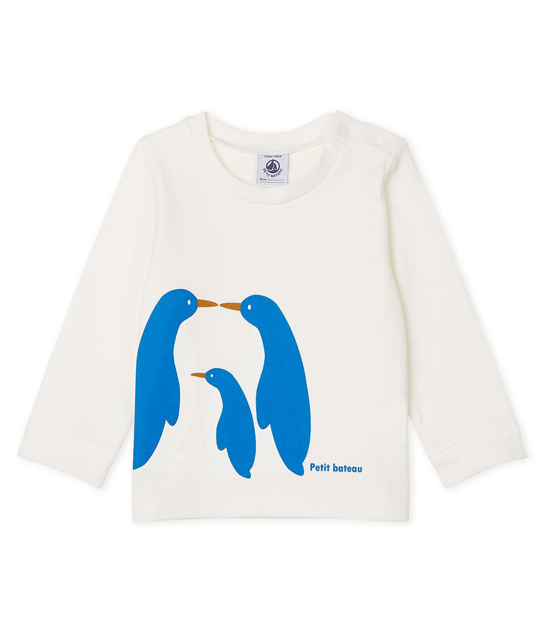 Tee shirt manches longues b&eacute;b&eacute; gar&ccedil;on blanc MARSHMALLOW CN