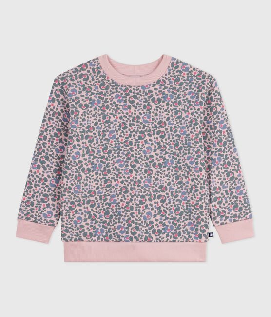Sweatshirt enfant en coton imprimé rose JOLI/blanc MULTICO