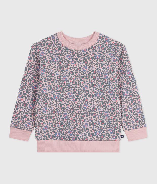 Sweatshirt enfant en coton imprim&eacute; rose/multicouleur