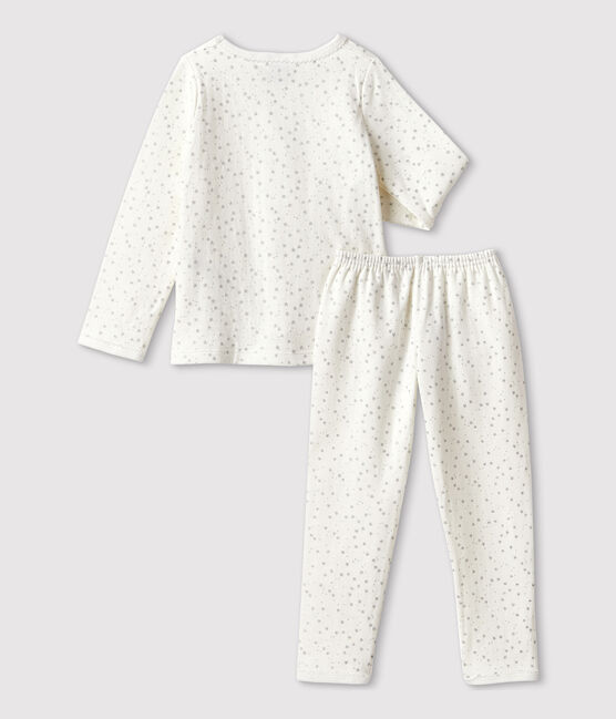 Pyjama étoilé petite fille en tubique blanc MARSHMALLOW/gris ARGENT
