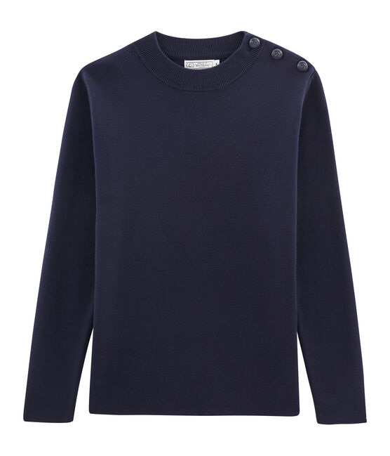 Pull marin en coton tricot côte 1x1. bleu SMOKING