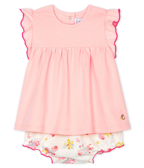 Ensemble deux pièces bébé fille rose MINOIS/blanc MULTICO