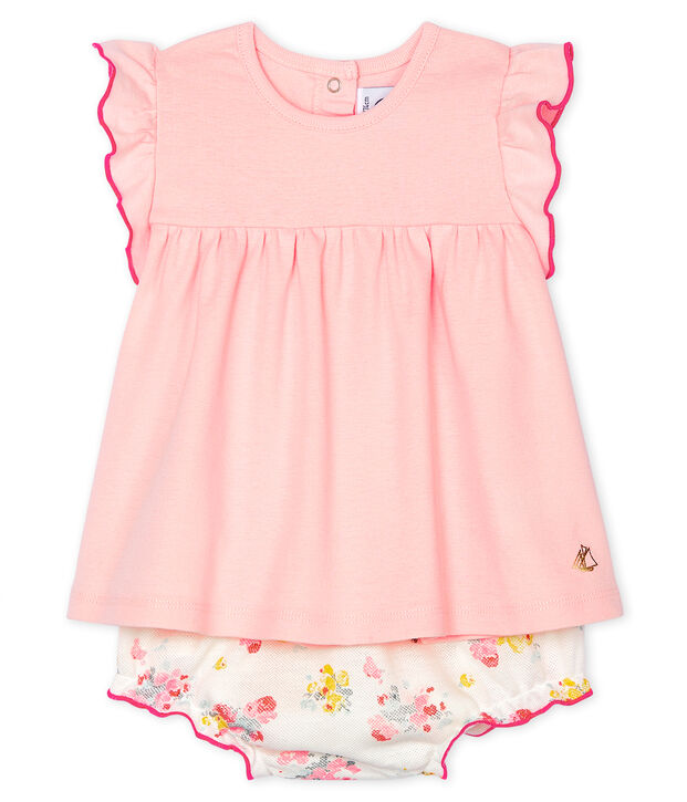 Ensemble deux pi&egrave;ces b&eacute;b&eacute; fille rose/multicouleur