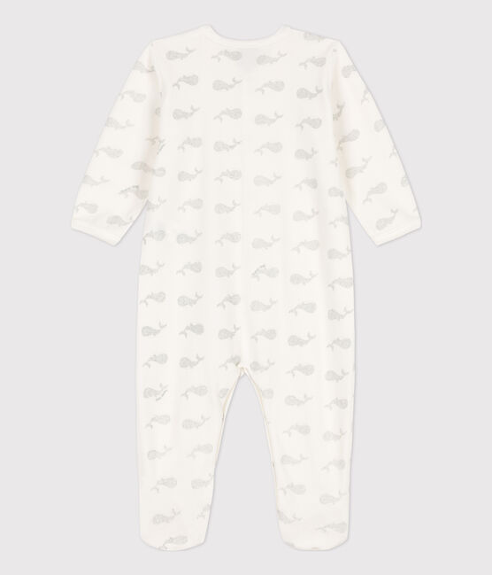 Dors bien bébé en velours baleine blanc MARSHMALLOW/gris ARGENT