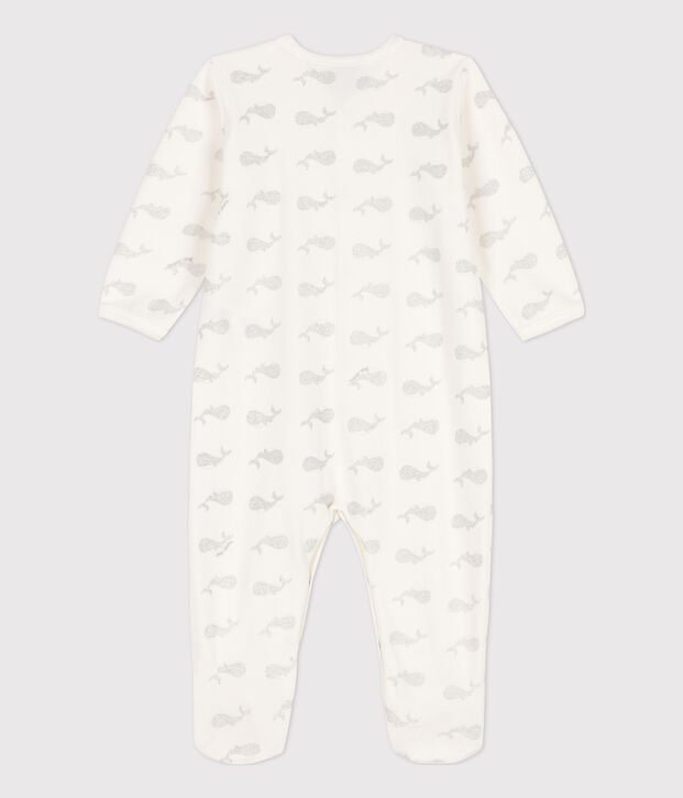Dors bien b&eacute;b&eacute; en velours baleine blanc/gris