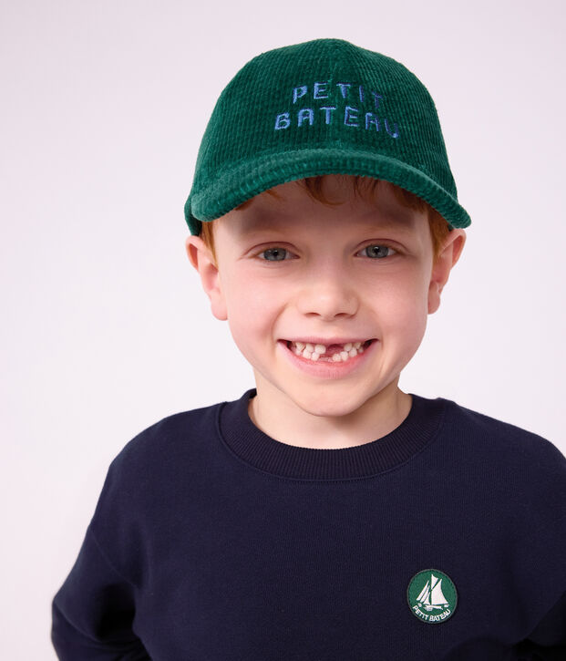 Casquette enfant en velours unie vert