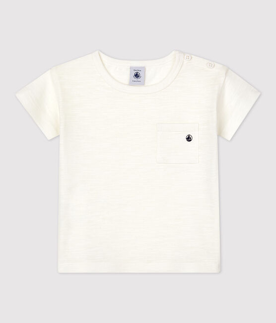 Tee-shirt manches courtes uni en jersey bébé blanc MARSHMALLOW