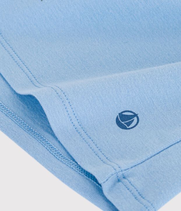 Tee-shirt femme en coton manches courtes uni bleu clair