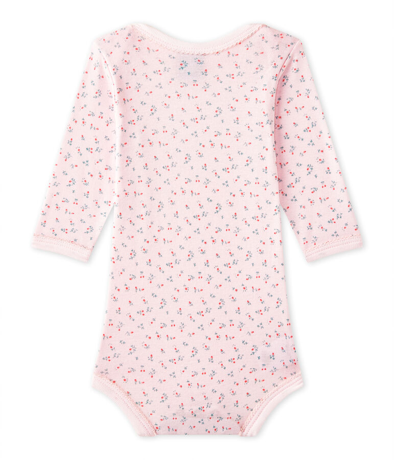 Body b&eacute;b&eacute; fille manches longues imprim&eacute; rose VIENNE/blanc MULTICO