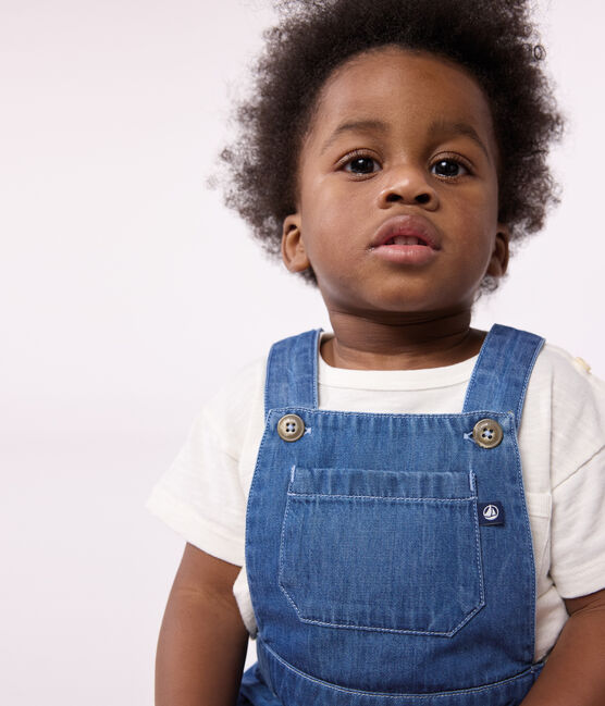 Salopette courte en denim léger bébé bleu DENIM CLAIR