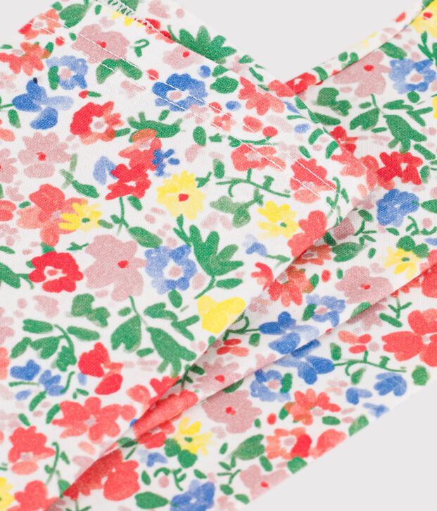Legging enfant en coton &agrave; fleurs blanc/multicouleur