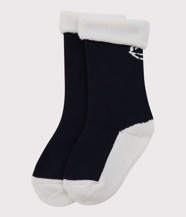 Chaussettes chaudes fille-gar&ccedil;on bleu marine