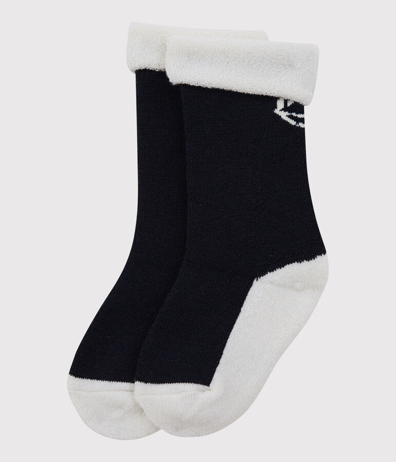 Chaussettes chaudes fille-gar&ccedil;on bleu