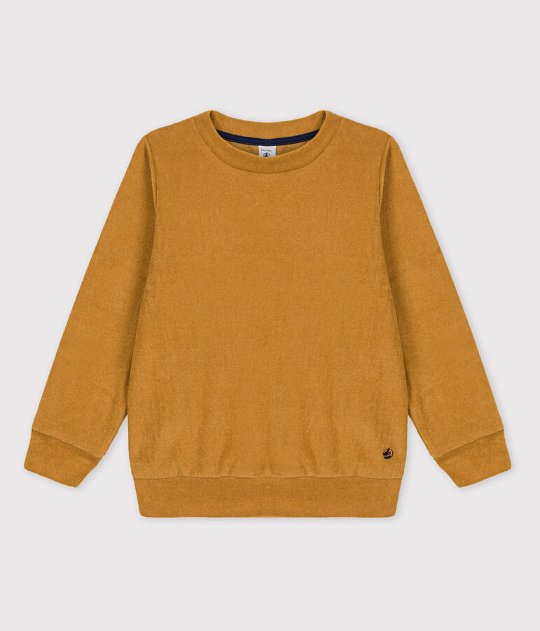Sweatshirt en bouclette &eacute;ponge enfant gar&ccedil;on jaune ISTRE