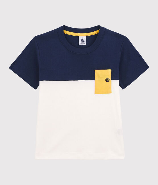 T-shirt manches courtes en coton enfant garçon bleu MEDIEVAL/blanc MARSHMALLOW