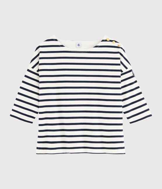 Marinière volantée Femme blanc MARSHMALLOW/bleu SMOKING