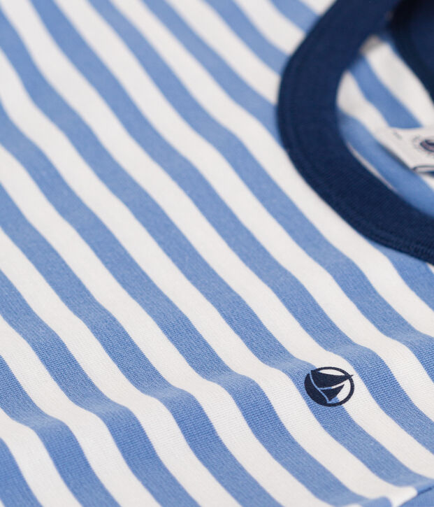 Tee-shirt ray&eacute; en jersey l&eacute;ger enfant gar&ccedil;on bleu/blanc