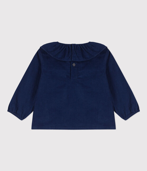 Blouse manches longues bébé en velours extra fin BLEU FONCE