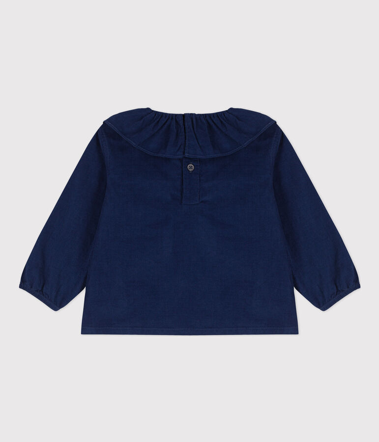 Blouse manches longues b&eacute;b&eacute; en velours extra fin BLEU FONCE