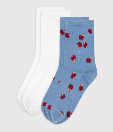 2 paires de chaussettes enfant en coton imprimé pommes