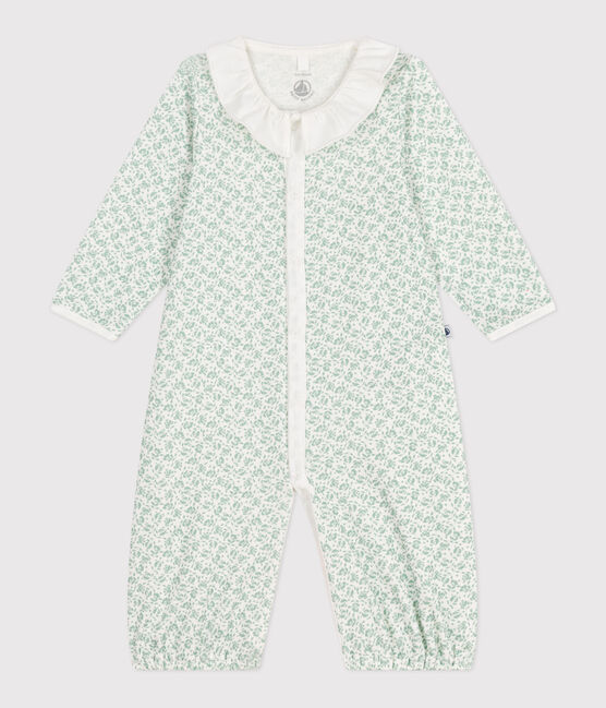 Combisac bébé en coton à col fleuri blanc MARSHMALLOW/blanc MULTICO