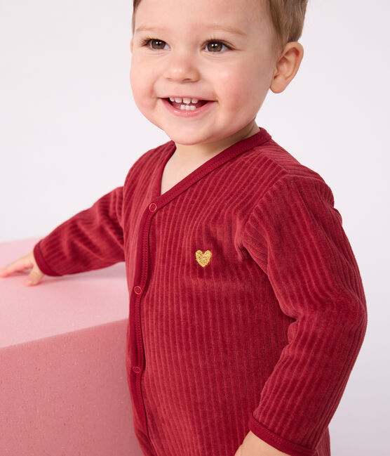 Pyjama bébé en velours uni rouge TERKUIT