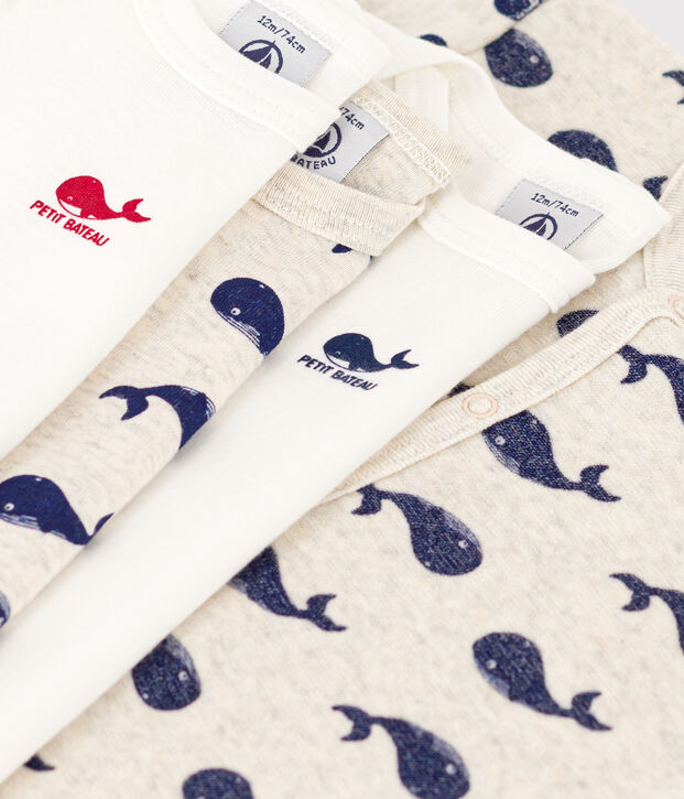 Lot de 1 pyjama b&eacute;b&eacute; et 3 bodies baleines multicouleur