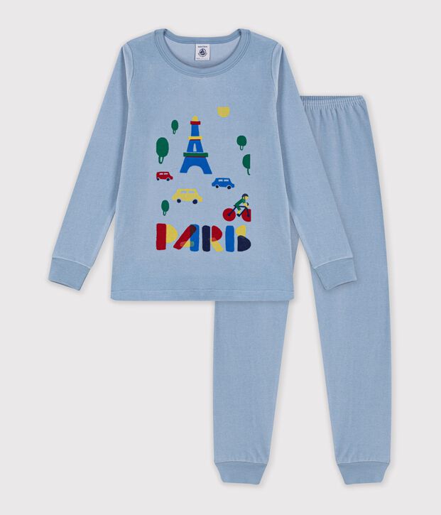 Pyjama enfant en velours bleu