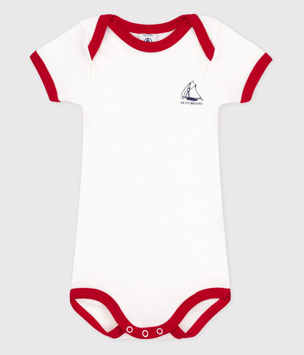 Body manches courtes b&eacute;b&eacute; blanc/rouge