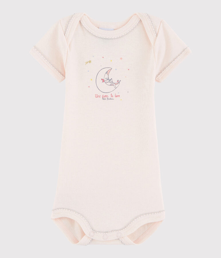 Body manches courtes b&eacute;b&eacute; fille rose Fleur