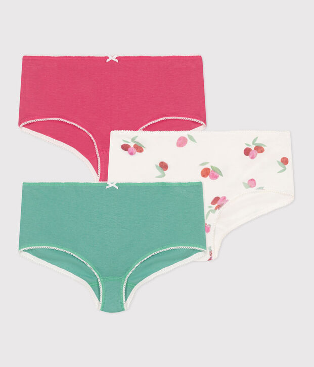 Lot de 3 shorties enfant en coton imprim&eacute; fruits multicouleur