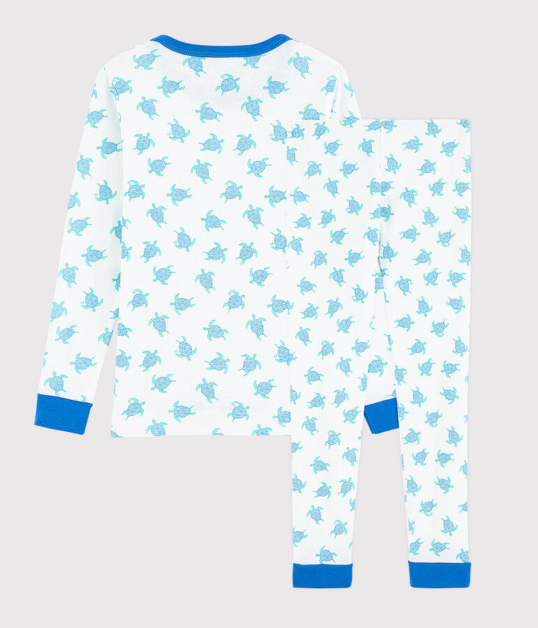 Pyjama snugfit imprim&eacute; tortues petit gar&ccedil;on-petite fille en coton blanc/bleu