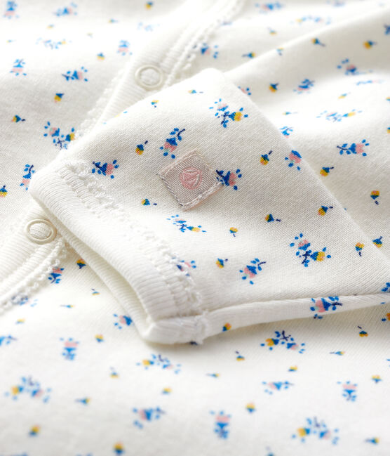Combisac à imprimé fleur bébé fille en côte blanc MARSHMALLOW/blanc MULTICO