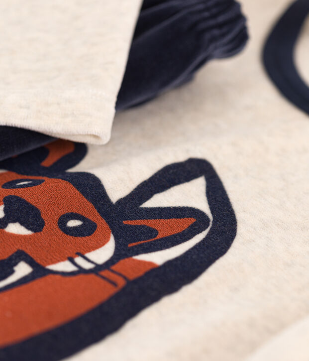 Pyjama renard en velours enfant bleu/multicouleur