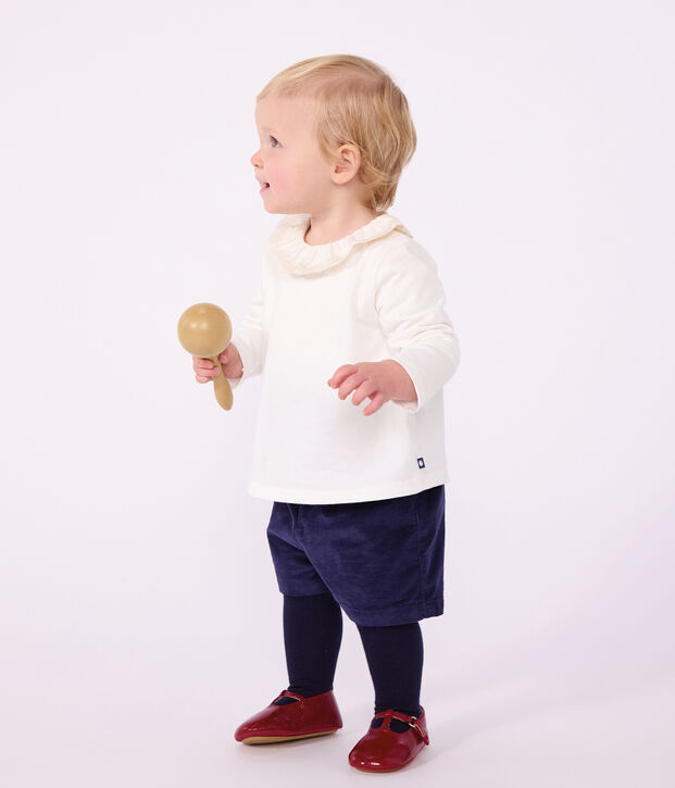 Short b&eacute;b&eacute; en velours uni bleu marine