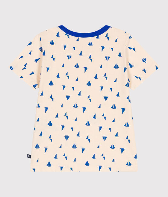 Teeshirt enfant en coton manches courtes imprimé bleu AVALANCHE/blanc PERSE