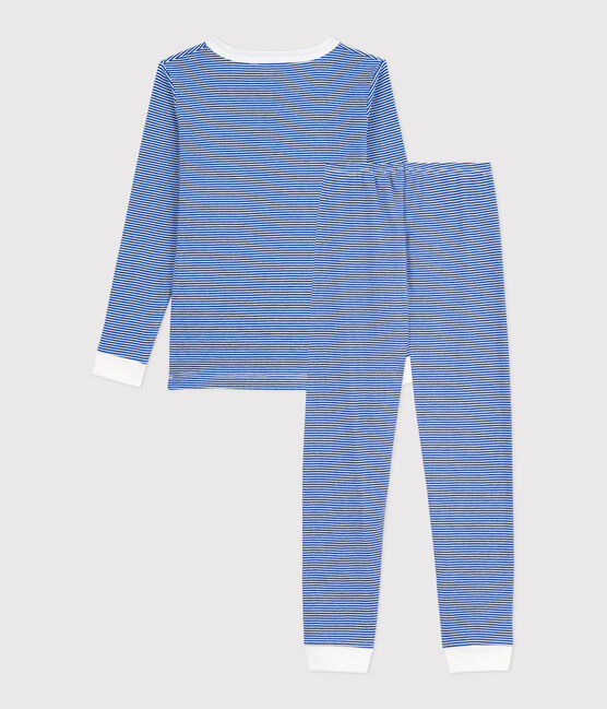 Pyjama enfant en coton jambes très ajustées à rayures OLYMPIC/ MARSHMALLOW